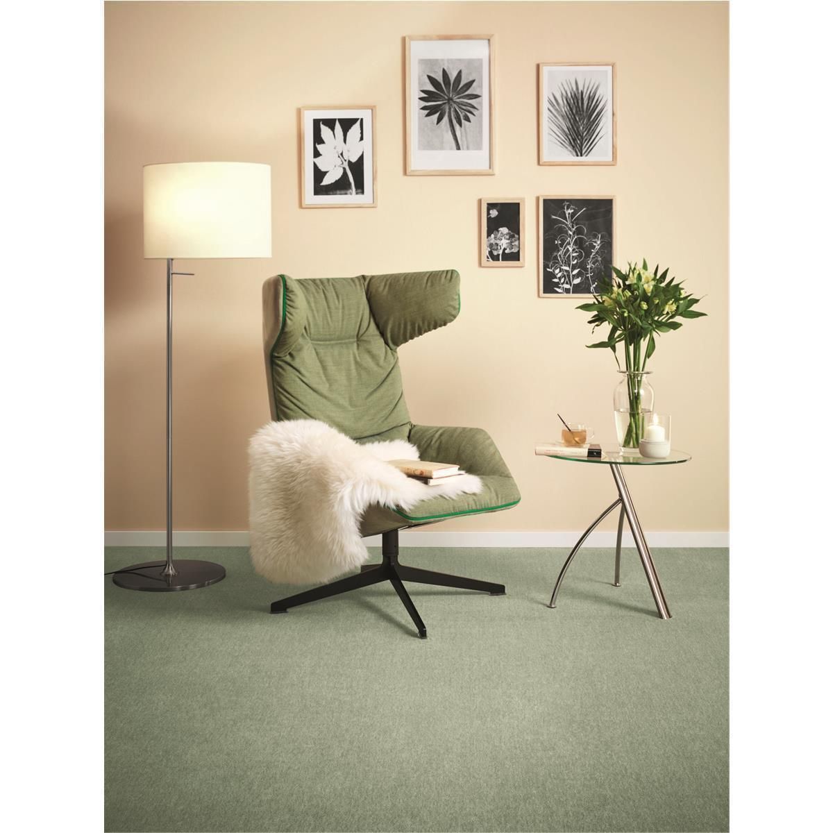 Teppichboden Vorwerk Passion 1002 NUTRIA MELANGE Velours Grün 4H07 - Rollenbreite 400 cm