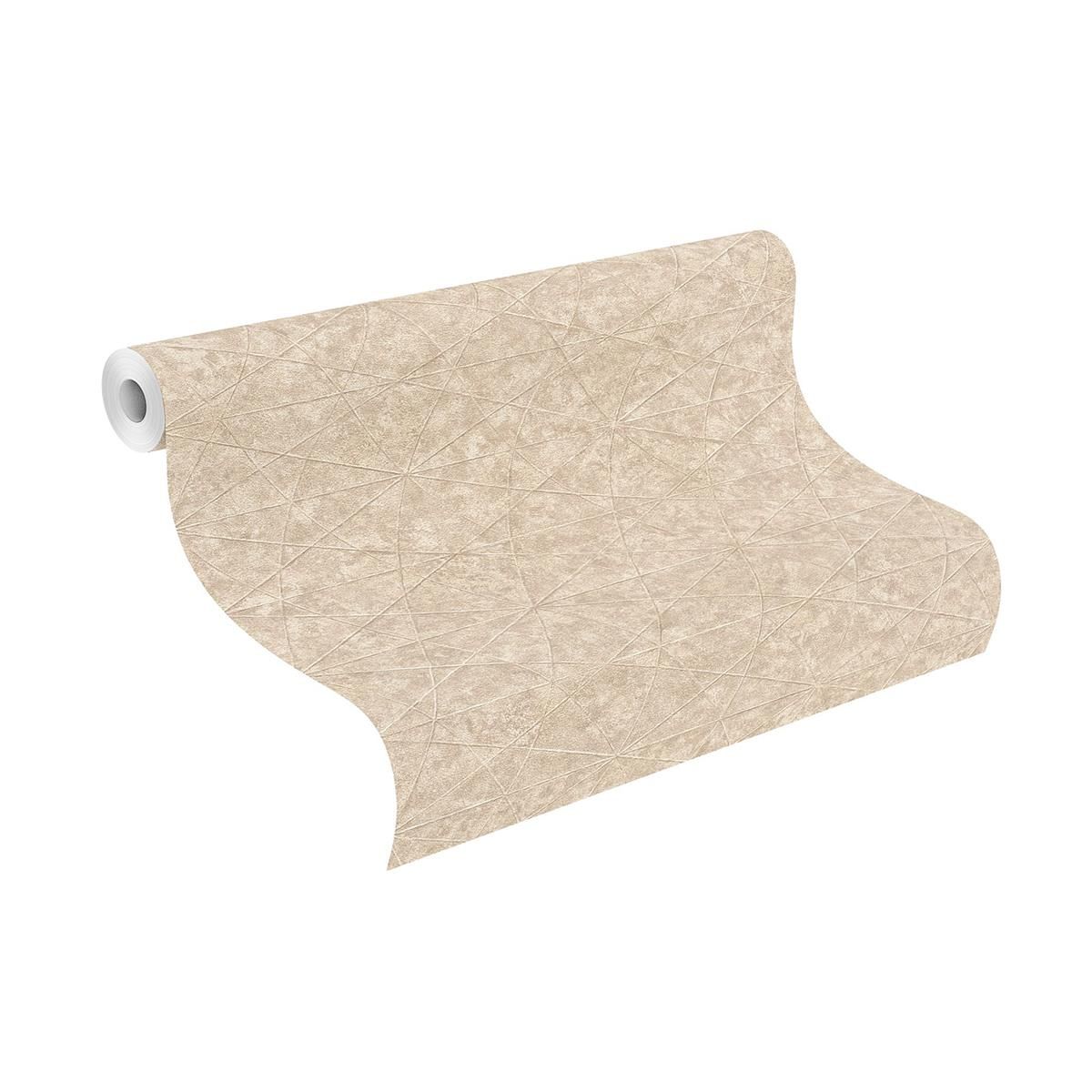 Tapete Modern graphisch Vinyltapete Dunkelbeige versetzter Ansatz 53 cm x 10,05 m