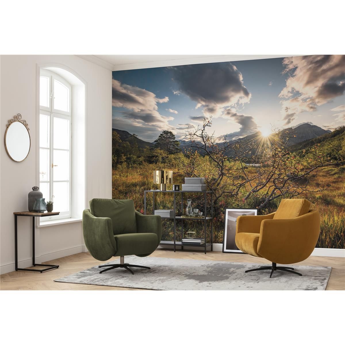 Vlies Fototapete - Norwegische Herbstwelten - Größe 450 x 280 cm