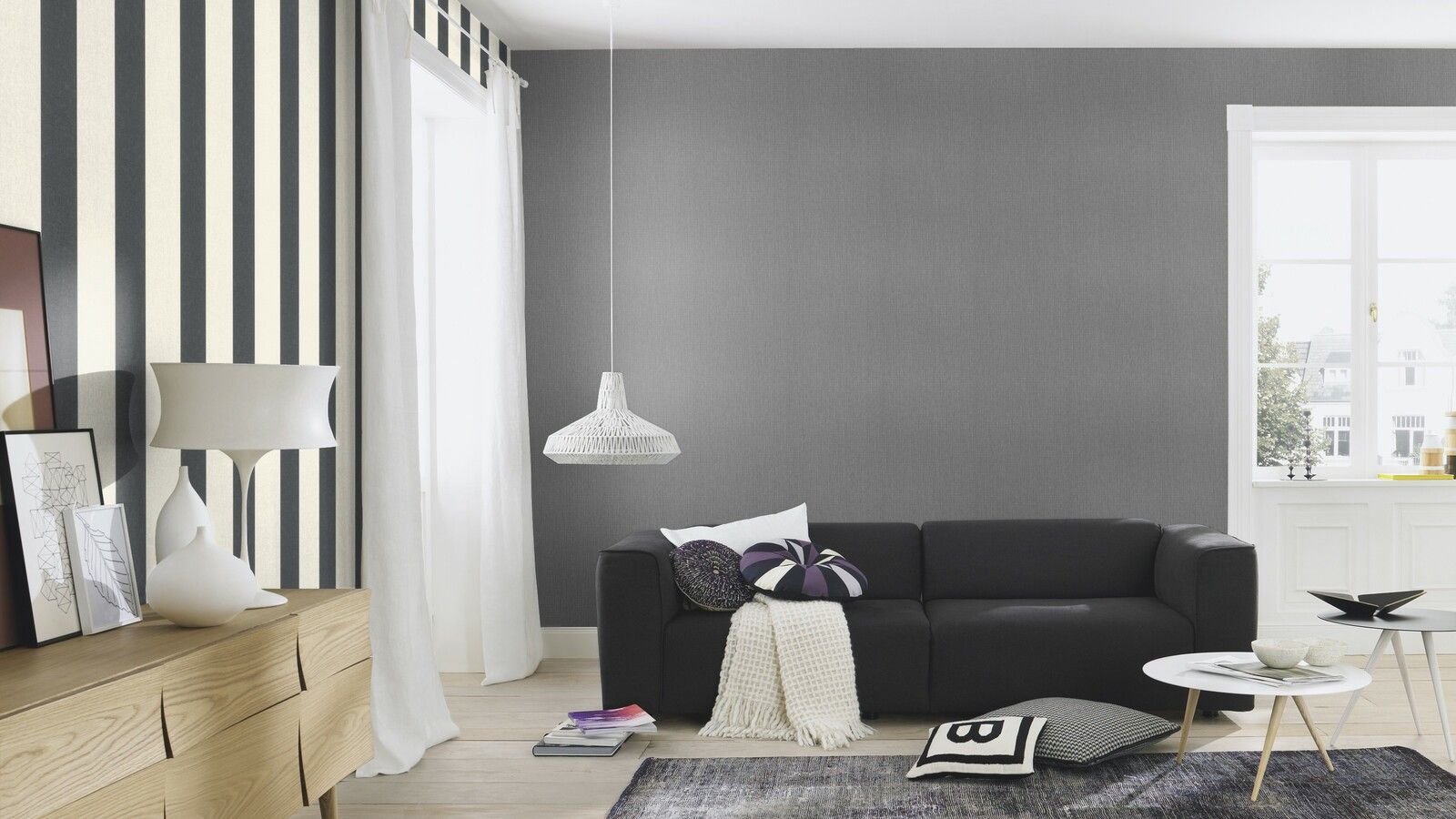 Tapete Basic universell Vinyltapete Dunkelgrau ansatzfrei 53 cm x 10,05 m