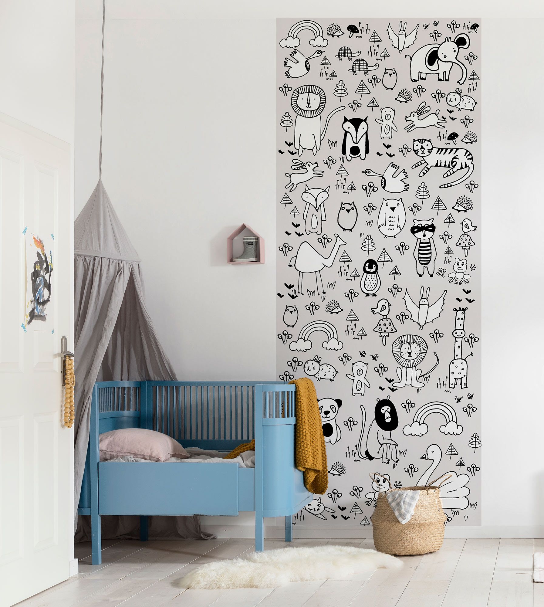 Vlies Fototapete - Scribble Park Panel - Größe 100 x 250 cm