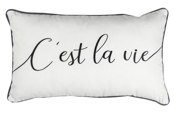 Kissen (gefüllt) KI Cest La Vie 08 schwarz-weiß B:50cm L:30cm
