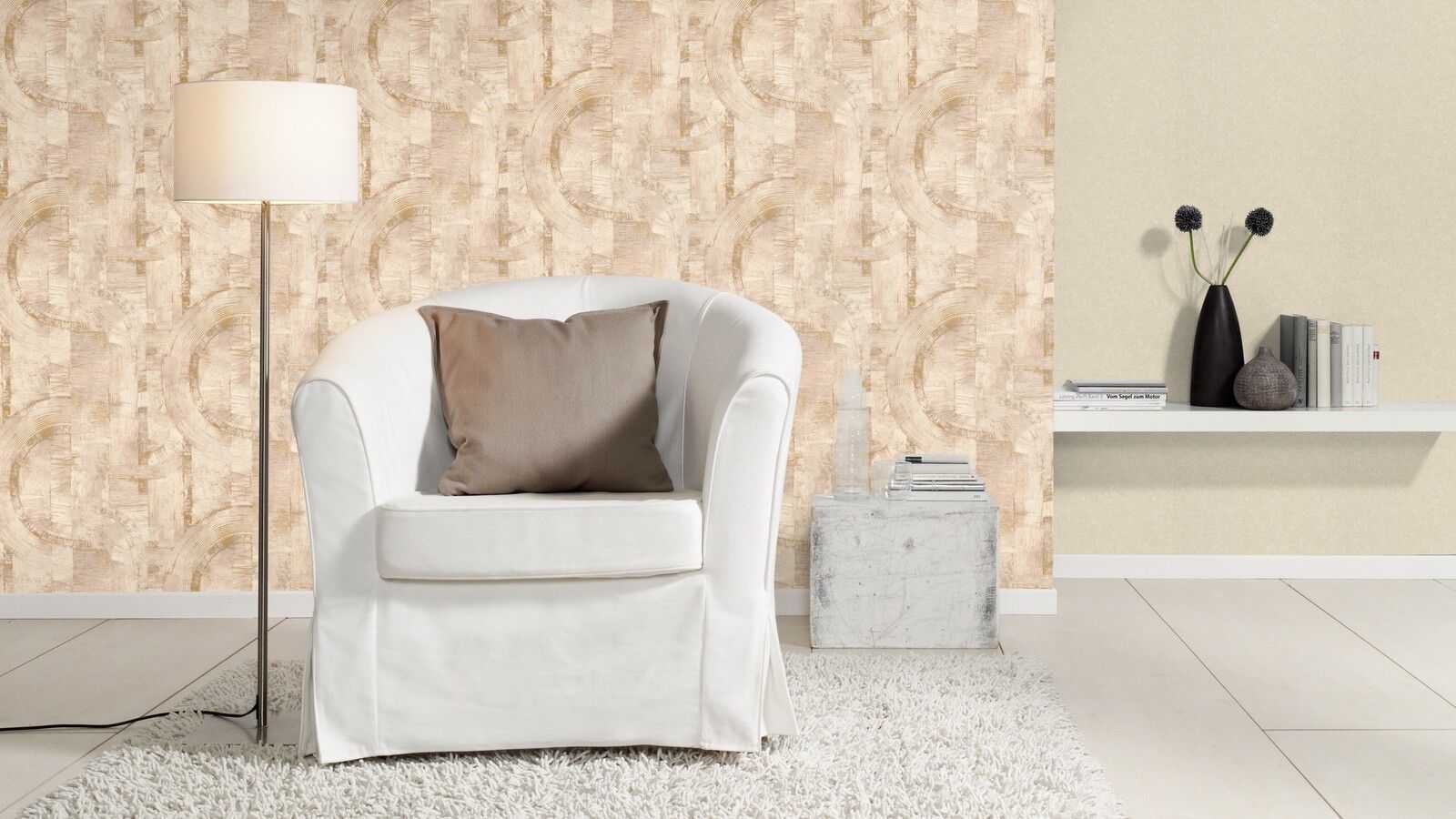 Tapete Modern graphisch Vinyltapete Dunkelbeige versetzter Ansatz 53 cm x 10,05 m