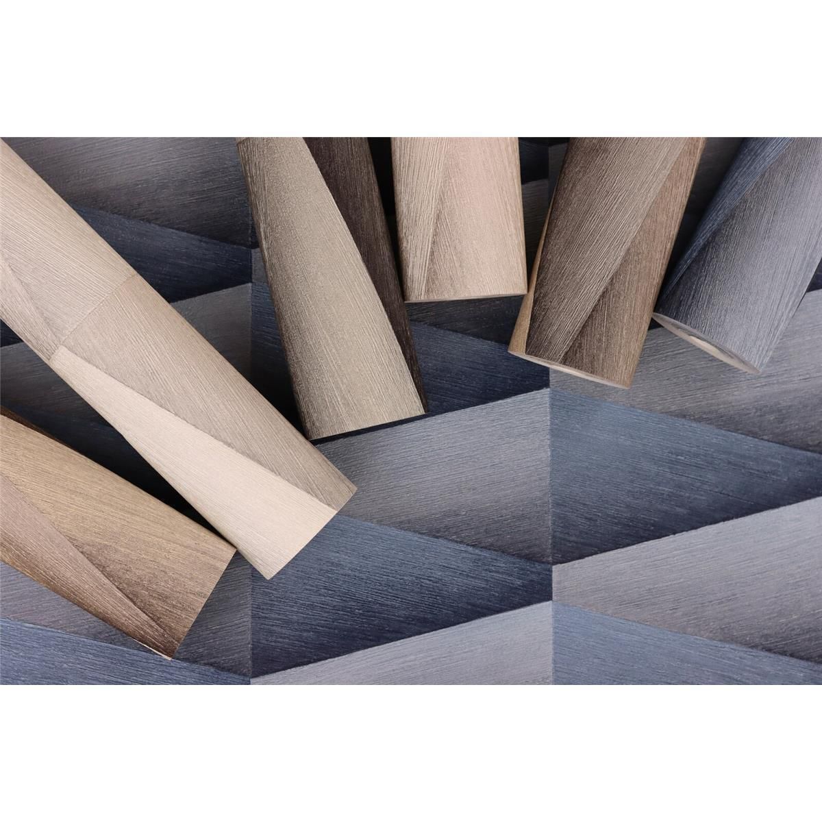Tapete Modern graphisch Vinyltapete Dunkelblau versetzter Ansatz 53 cm x 10,05 m