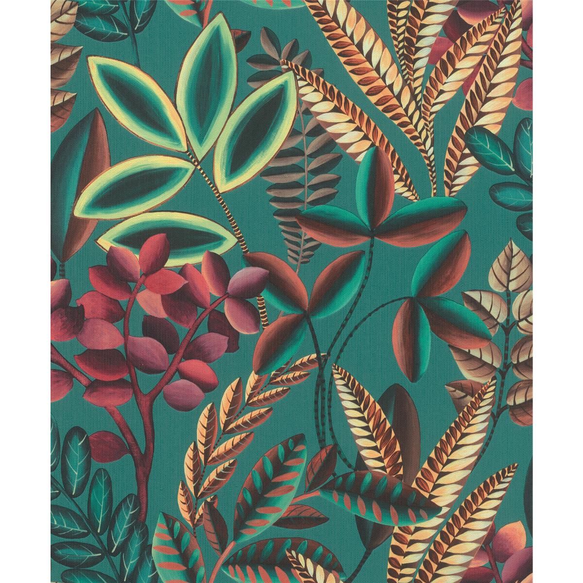 Tapete Nature Botanical Vinyltapete Smaragdgrün versetzter Ansatz 53 cm x 10,05 m