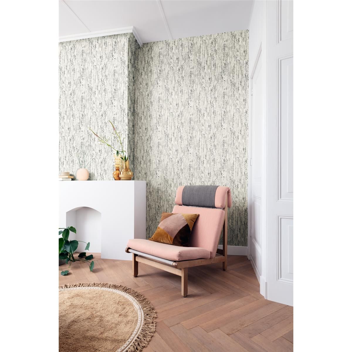Tapete Modern floral Vinyltapete Grauweiß ansatzfrei 53 cm x 10,05 m