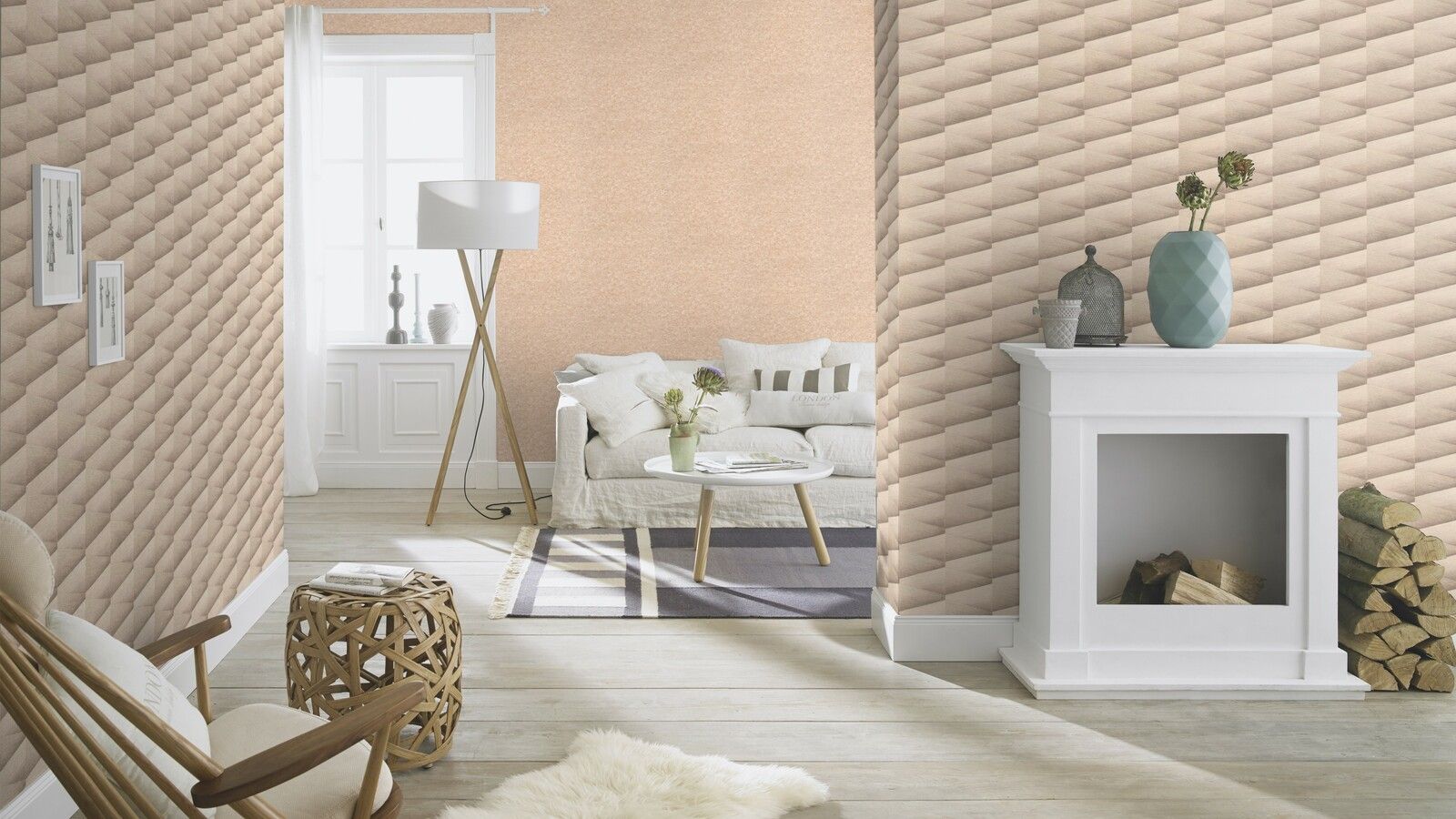 Tapete Modern graphisch Vinyltapete Dunkelbeige versetzter Ansatz 53 cm x 10,05 m
