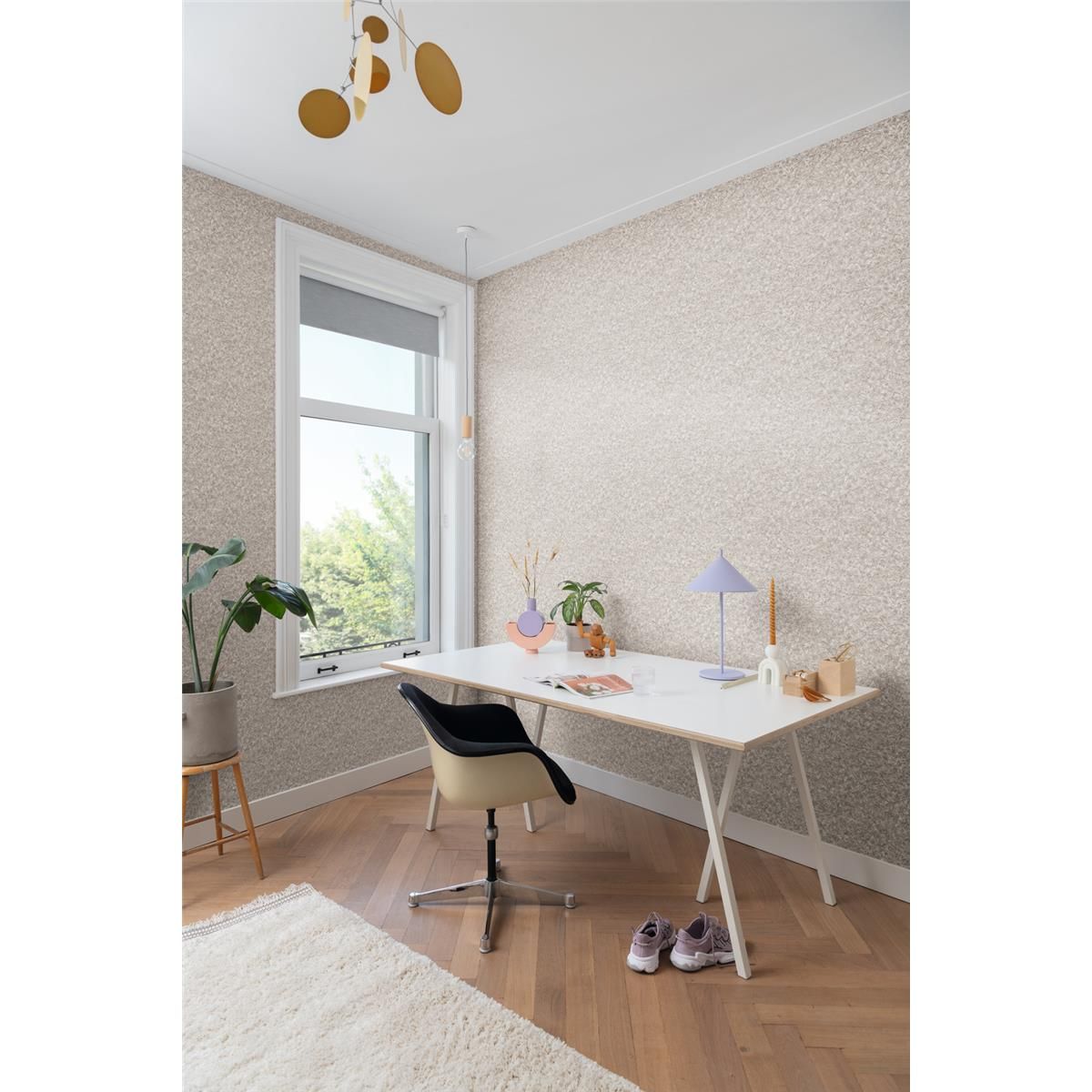 Tapete Modern graphisch Vinyltapete Mittelgrau versetzter Ansatz 53 cm x 10,05 m