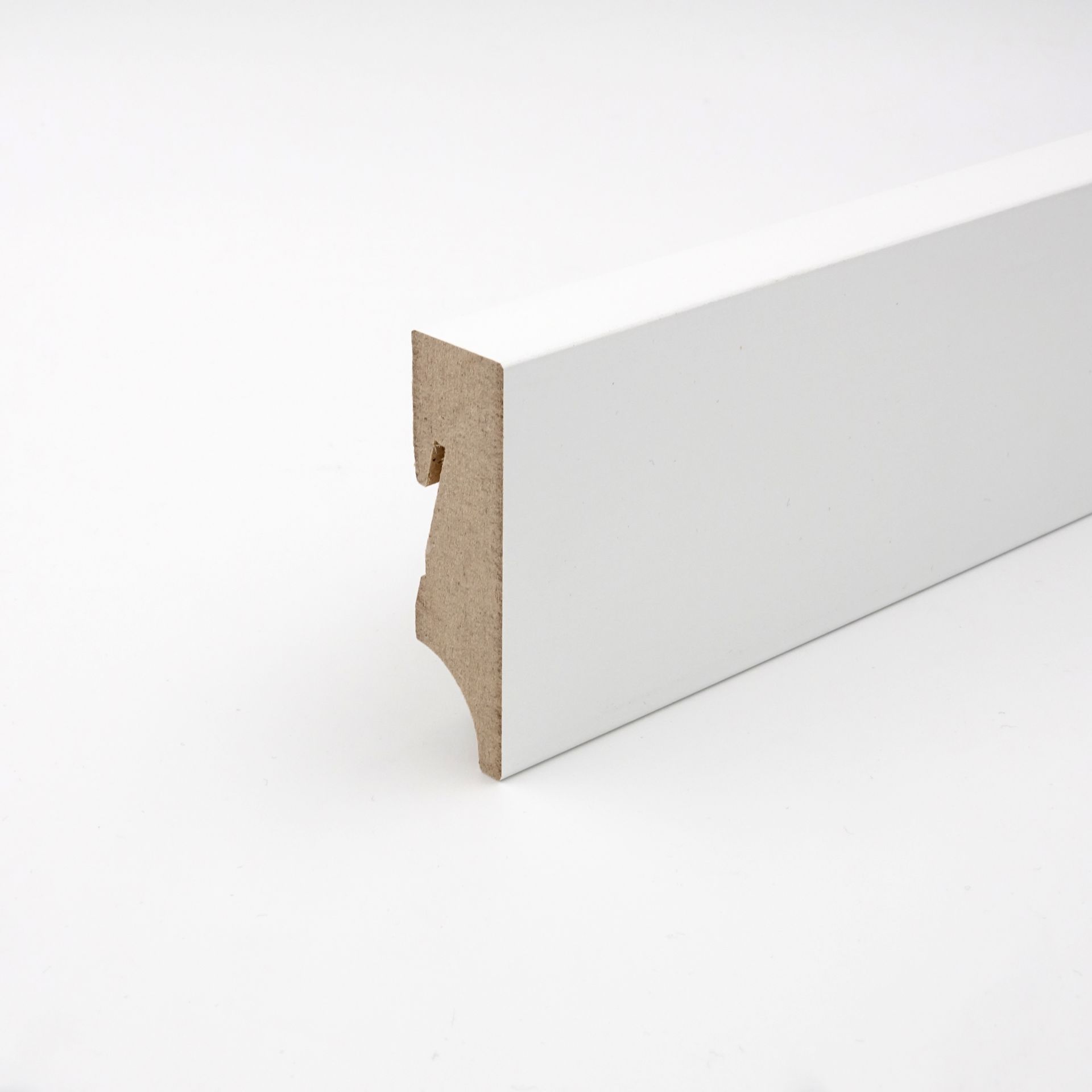 Sockelleiste Cubica 60 Clip A MDF Weißlack 1328 (5 Stück) - 1,8 x 6 x 240 cm