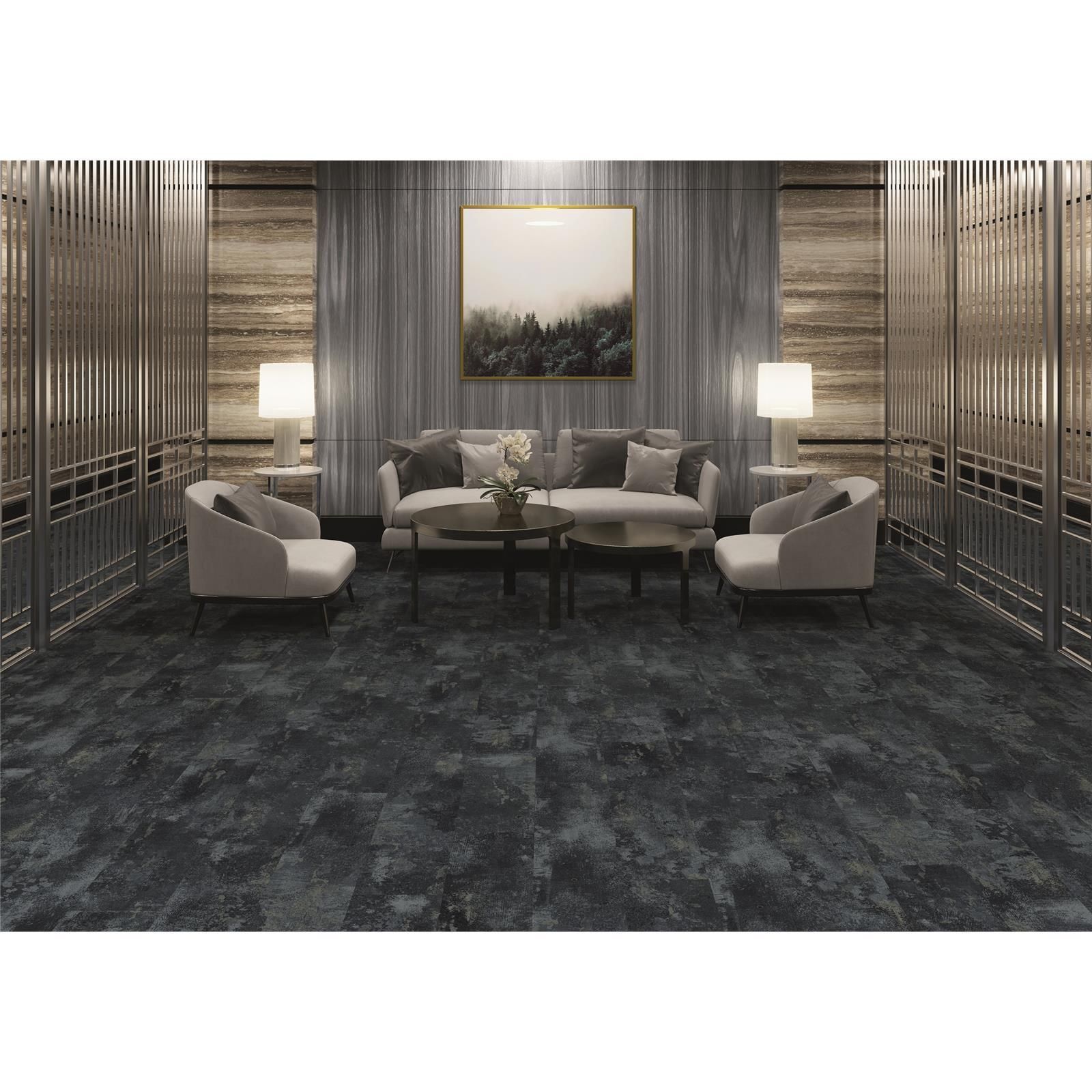 Teppichfliesen 25 x 100 cm selbsthaftend INFLOOR-GIRLOON Coronado Blau 023 gemustert