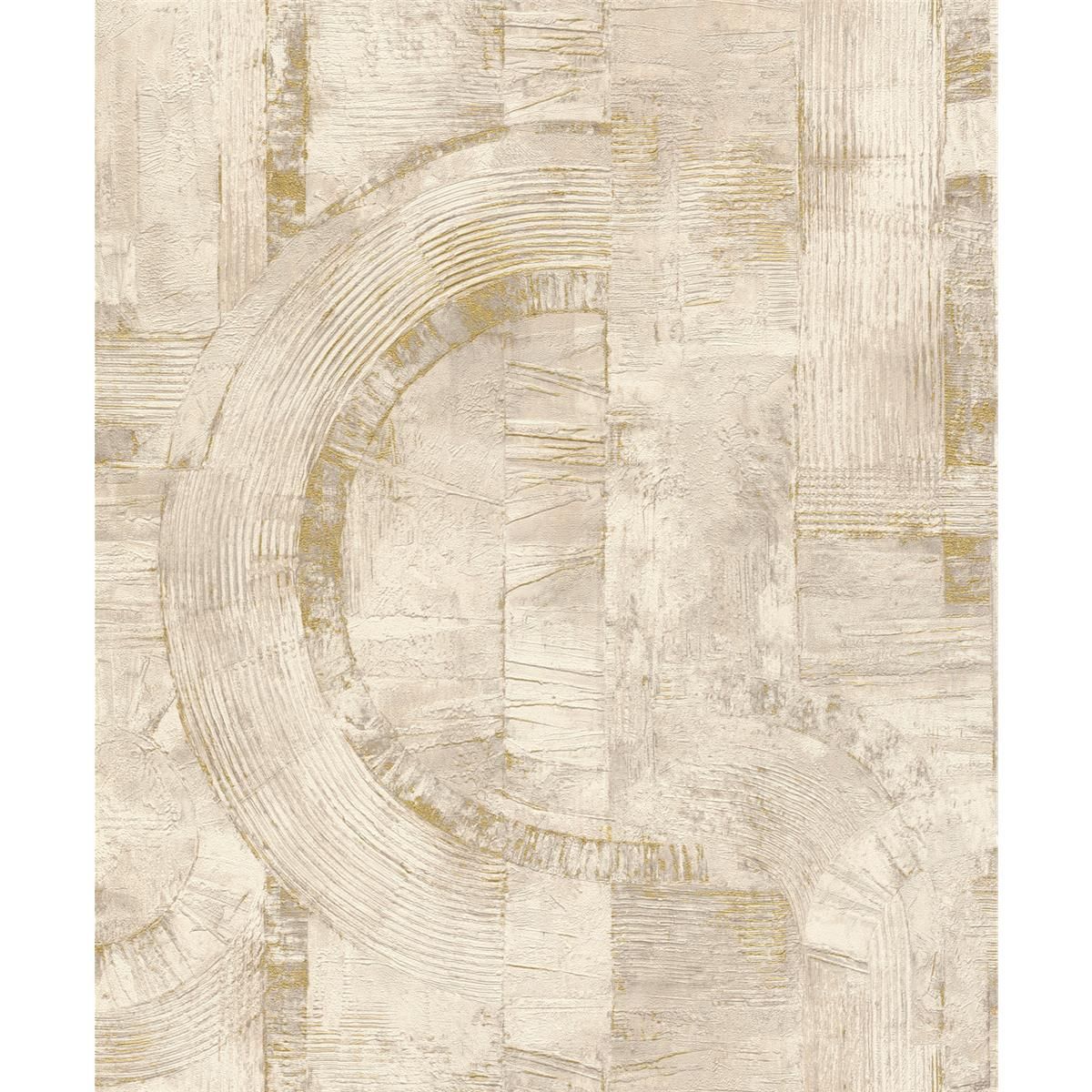 Tapete Modern graphisch Vinyltapete Dunkelbeige versetzter Ansatz 53 cm x 10,05 m