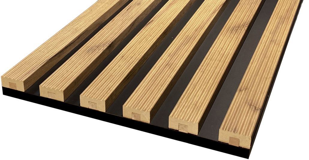 Wand- Akustikpaneel Artisaneiche Trapez mit 6 Lamellen V1 B/H 48,4 cm / 275 cm