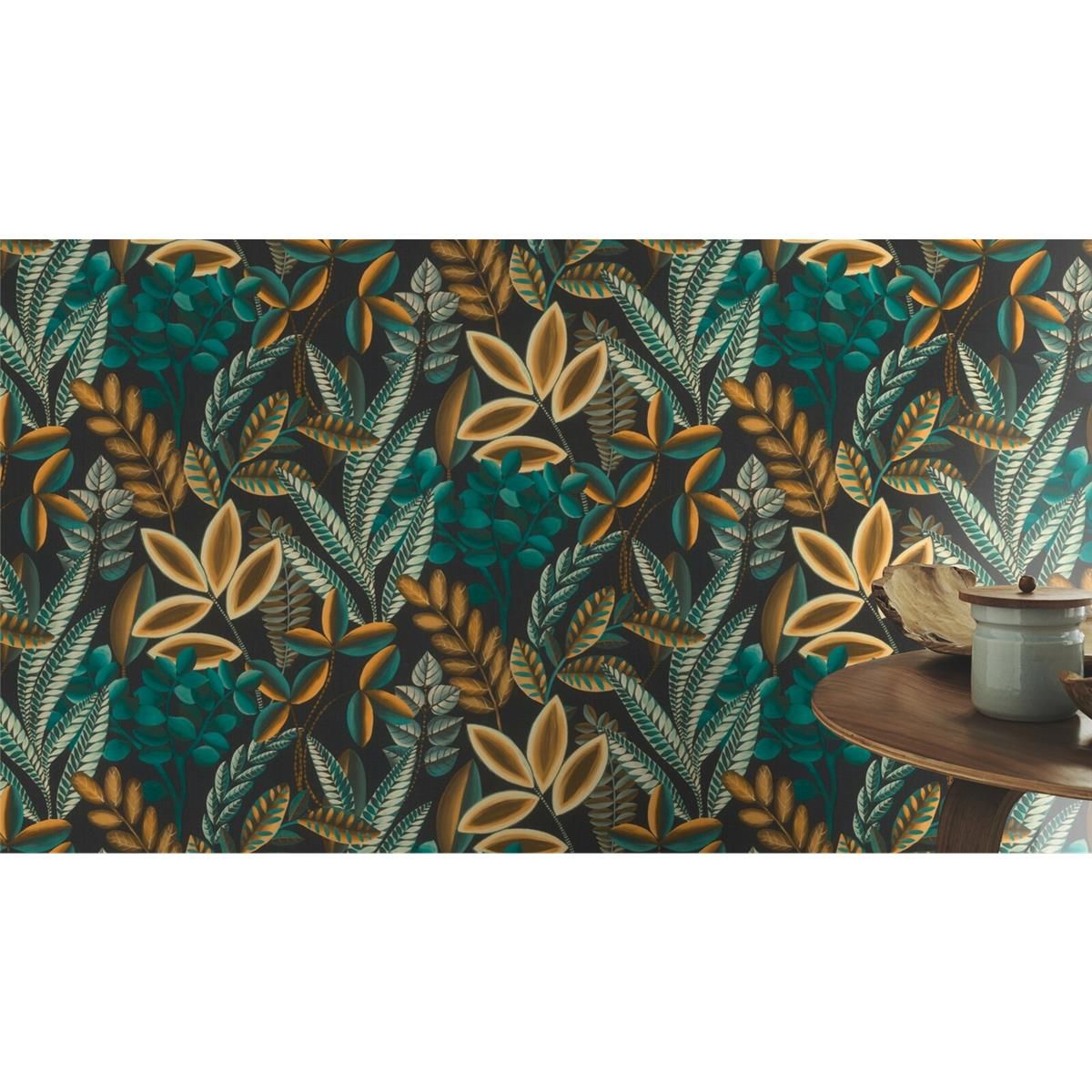 Tapete Nature Botanical Vinyltapete Anthrazit versetzter Ansatz 53 cm x 10,05 m
