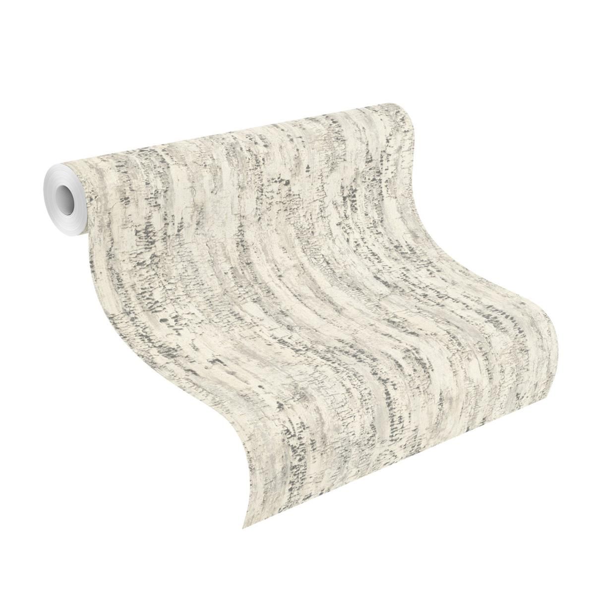 Tapete Modern floral Vinyltapete Grauweiß ansatzfrei 53 cm x 10,05 m