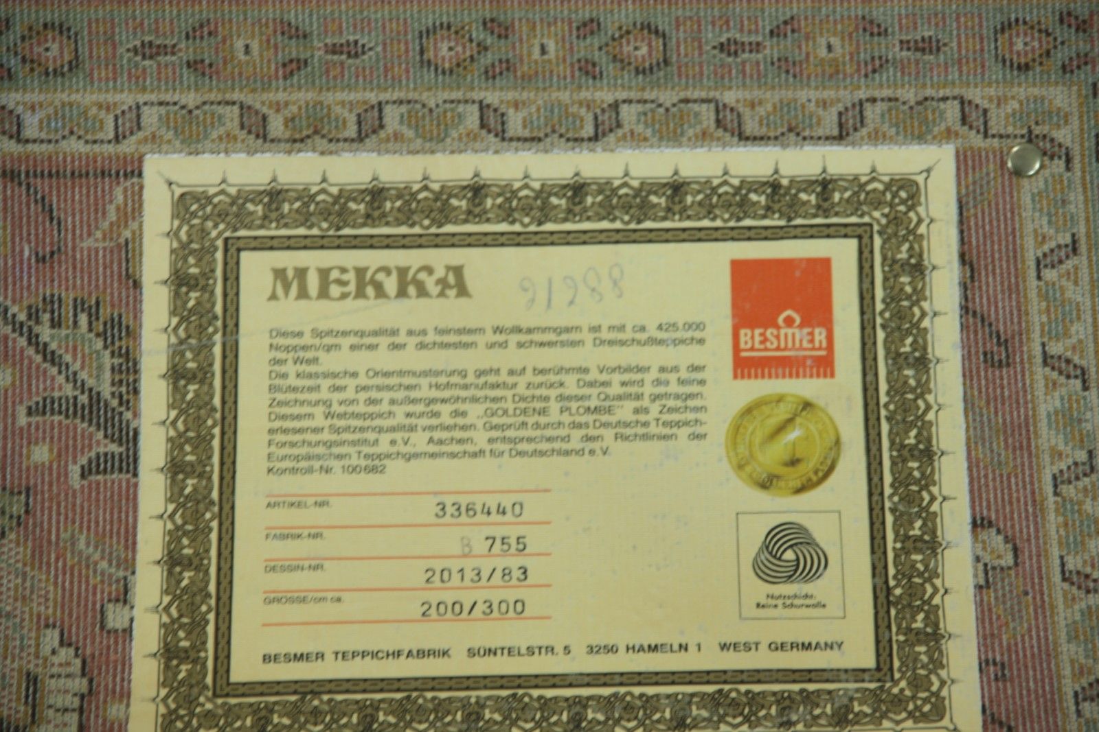 Perser Teppich Besmer Mekka Faisal 200 cm x 300 cm