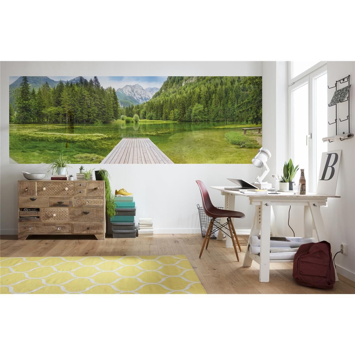 Papier Fototapete - Green Lake - Größe 368 x 127 cm