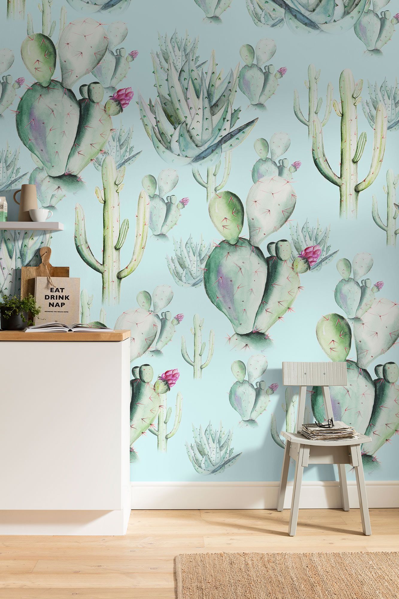 Vlies Fototapete - Cactus Blue - Größe 200 x 250 cm