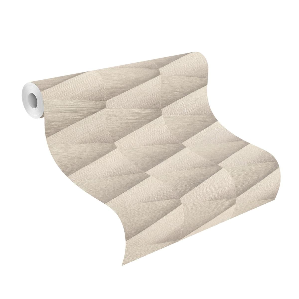 Tapete Modern graphisch Vinyltapete Dunkelbeige versetzter Ansatz 53 cm x 10,05 m