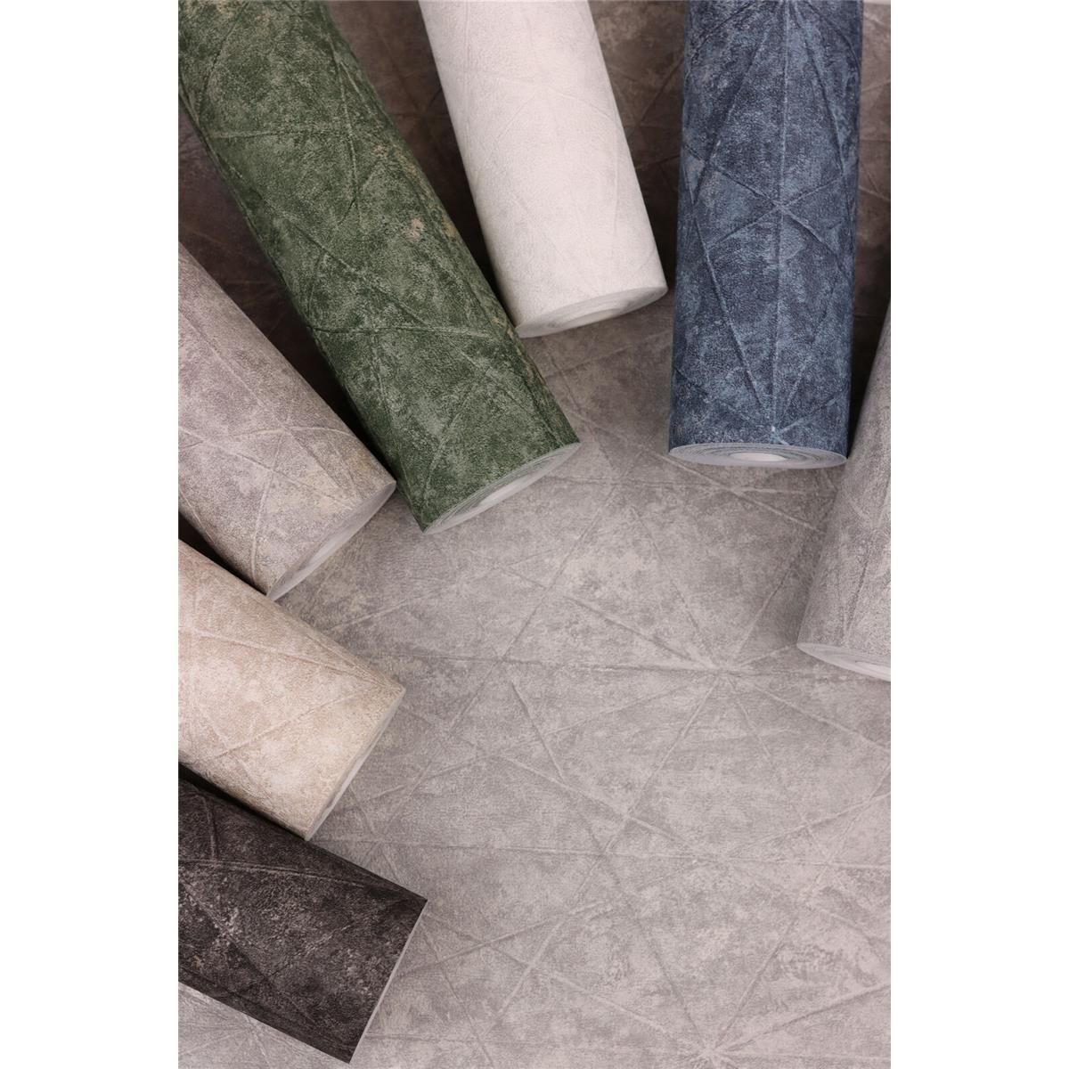 Tapete Modern graphisch Vinyltapete Greige versetzter Ansatz 53 cm x 10,05 m