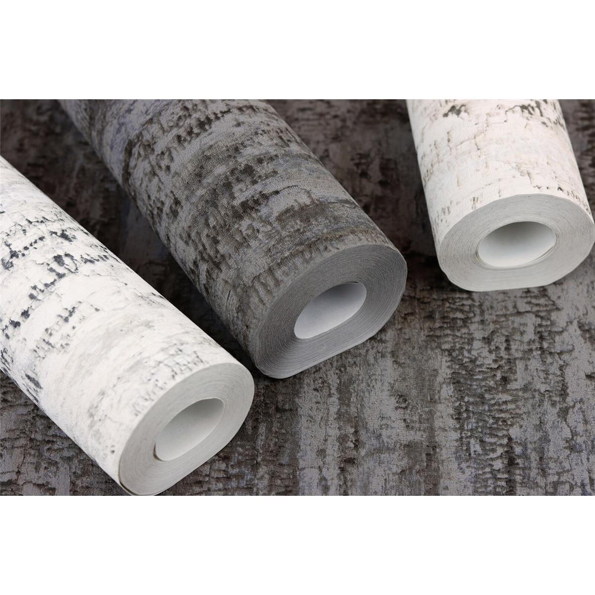 Tapete Modern floral Vinyltapete Grauweiß ansatzfrei 53 cm x 10,05 m