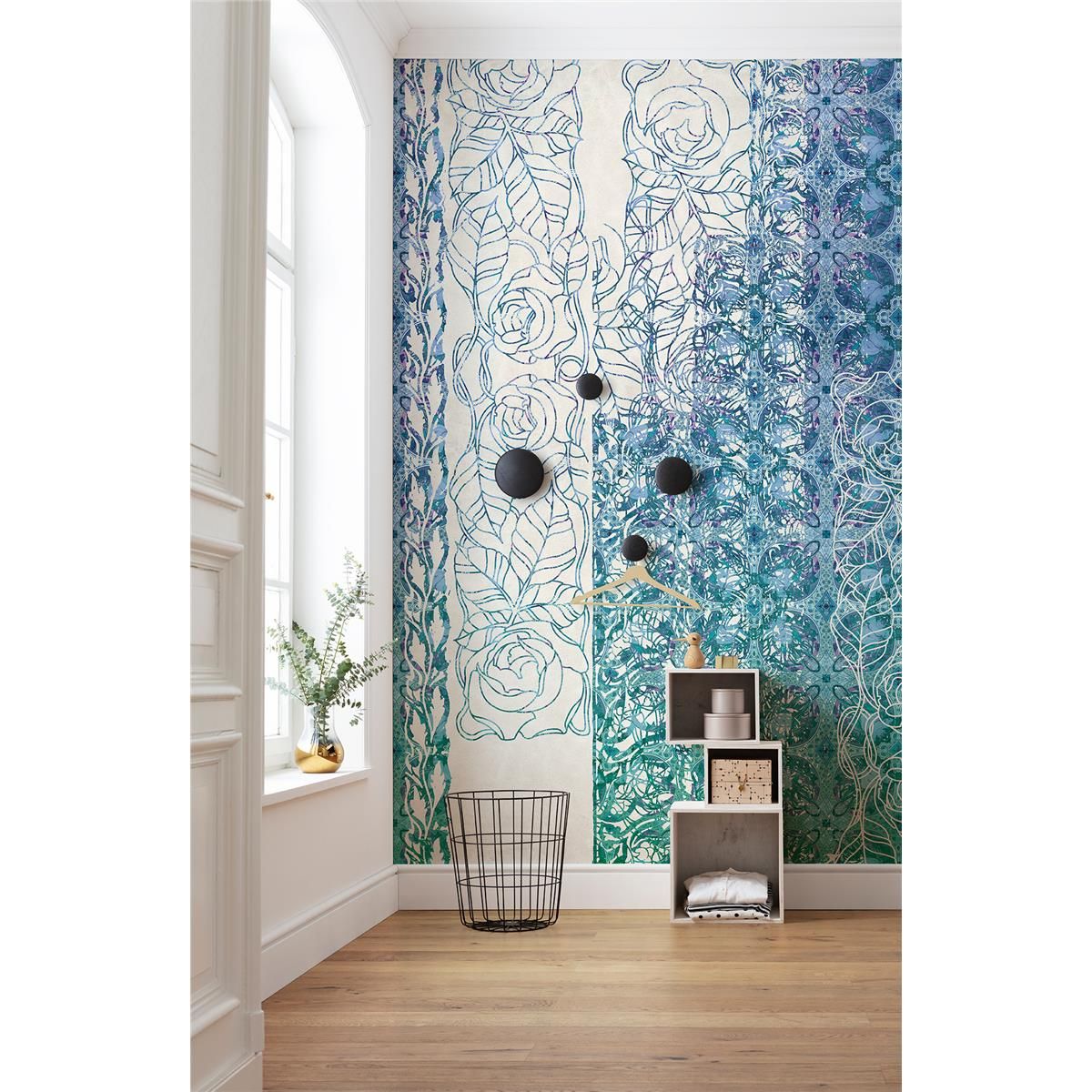 Vlies Fototapete - Art Nouveau Bleu - Größe 250 x 280 cm