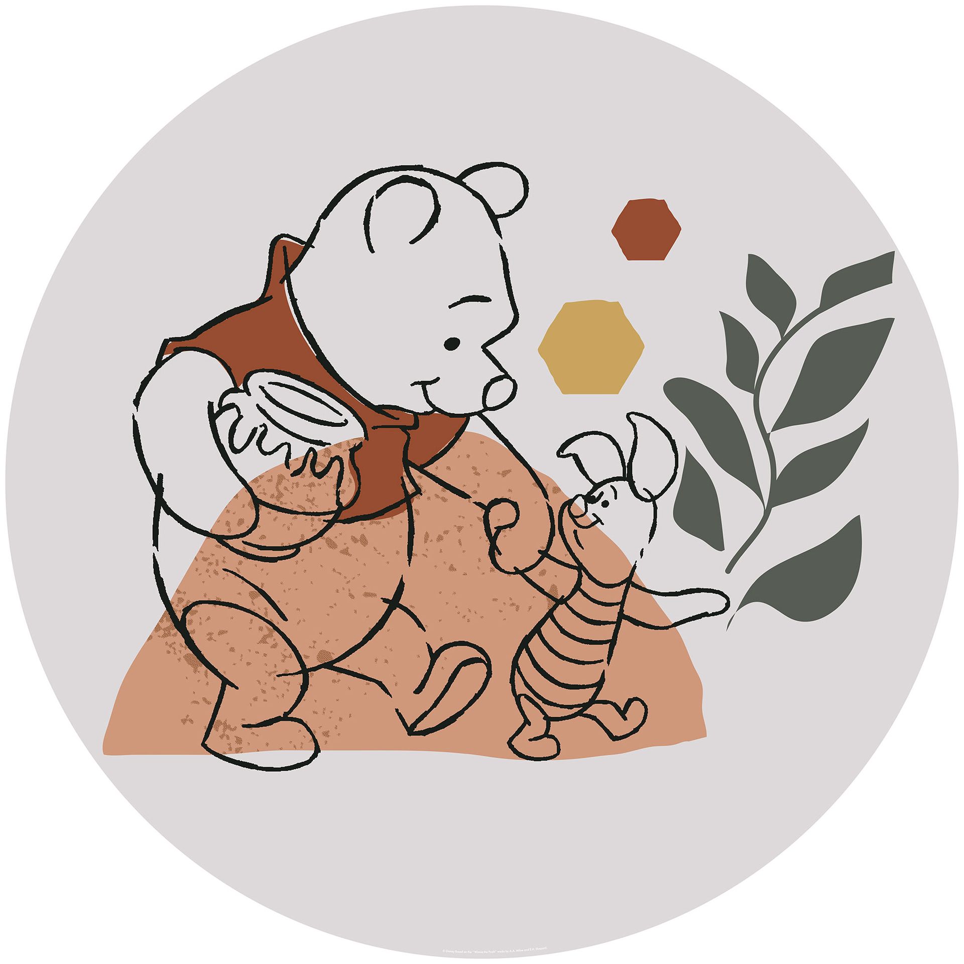 Selbstklebende Vlies Fototapete/Wandtattoo - Winnie Pooh Soulmate - Größe 125 x 125 cm