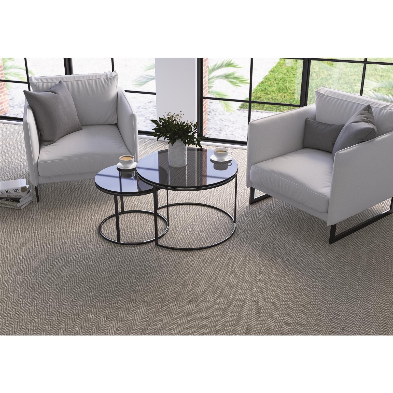 Teppichfliesen 25 x 100 cm selbsthaftend INFLOOR-GIRLOON Cantara-MO Beige 003 gemustert