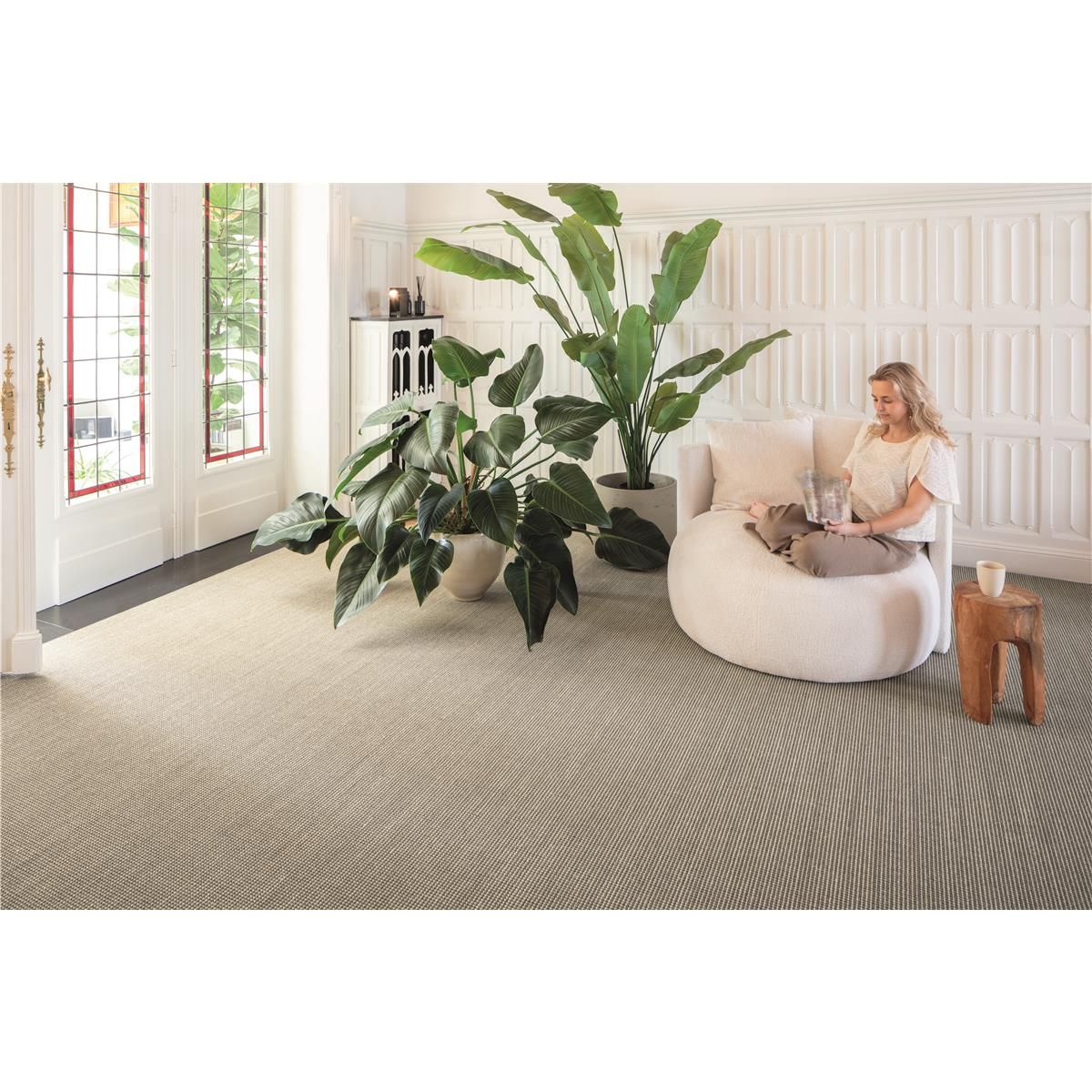 Tasibel Sisal Teppichboden Anthrazit City Stripe Rollenbreite 400 cm