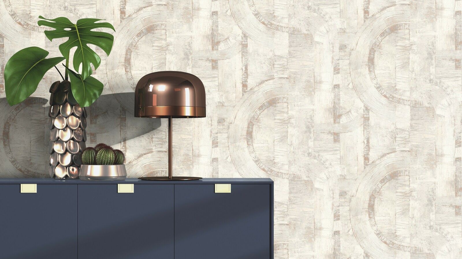 Tapete Modern graphisch Vinyltapete Offwhite versetzter Ansatz 53 cm x 10,05 m