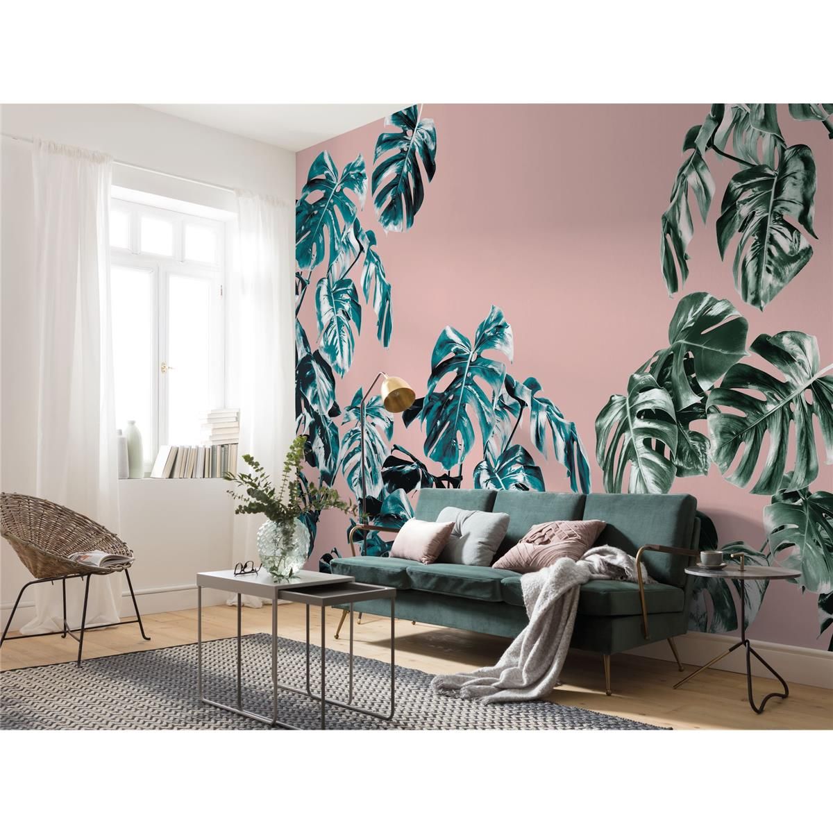 Vlies Fototapete - Monstera Rosé - Größe 400 x 250 cm