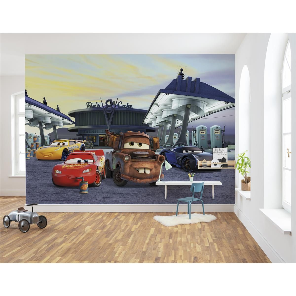 Papier Fototapete - Cars3 Station - Größe 368 x 254 cm