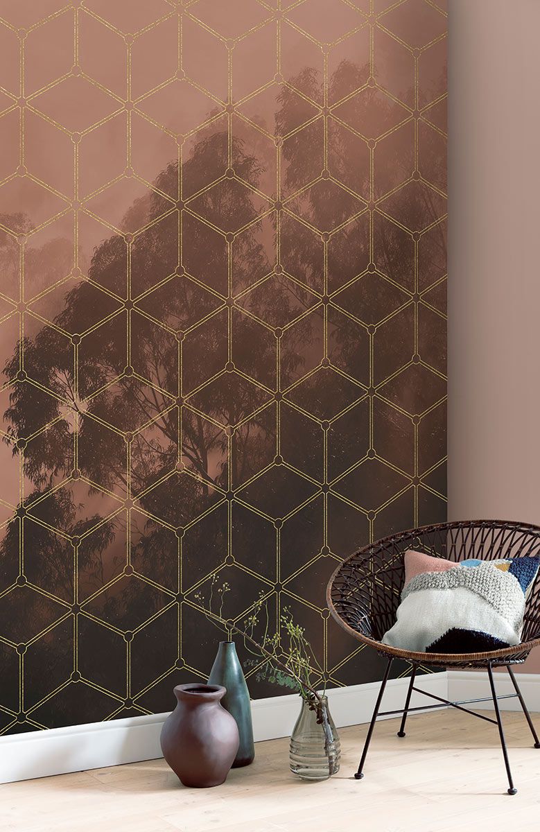 Vlies Fototapete - Golden Grid - Größe 200 x 250 cm