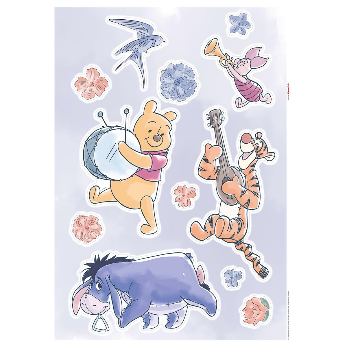 Wandtattoo - Winnie the Pooh Flowers & Music  - Größe 50 x 70 cm