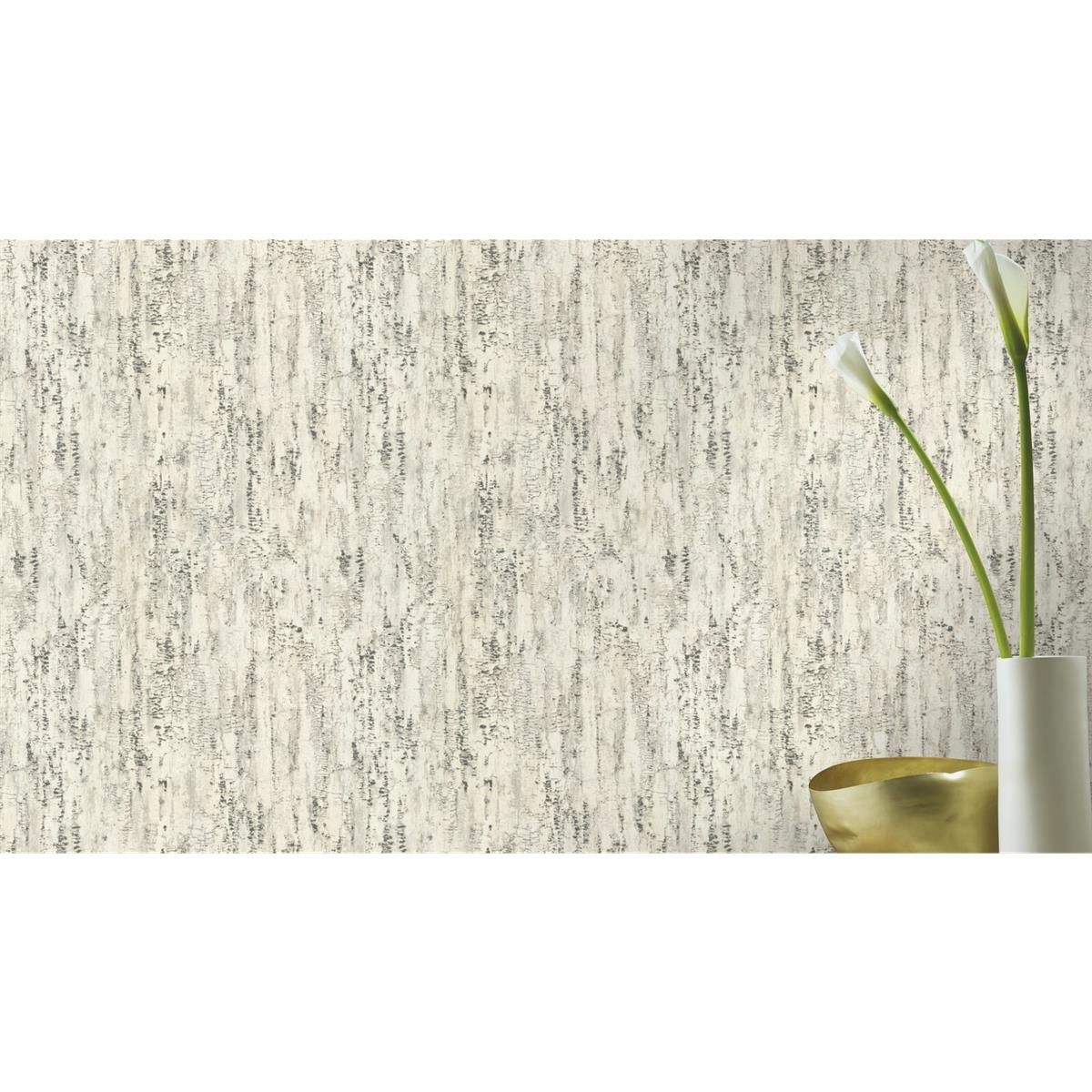 Tapete Modern floral Vinyltapete Grauweiß ansatzfrei 53 cm x 10,05 m