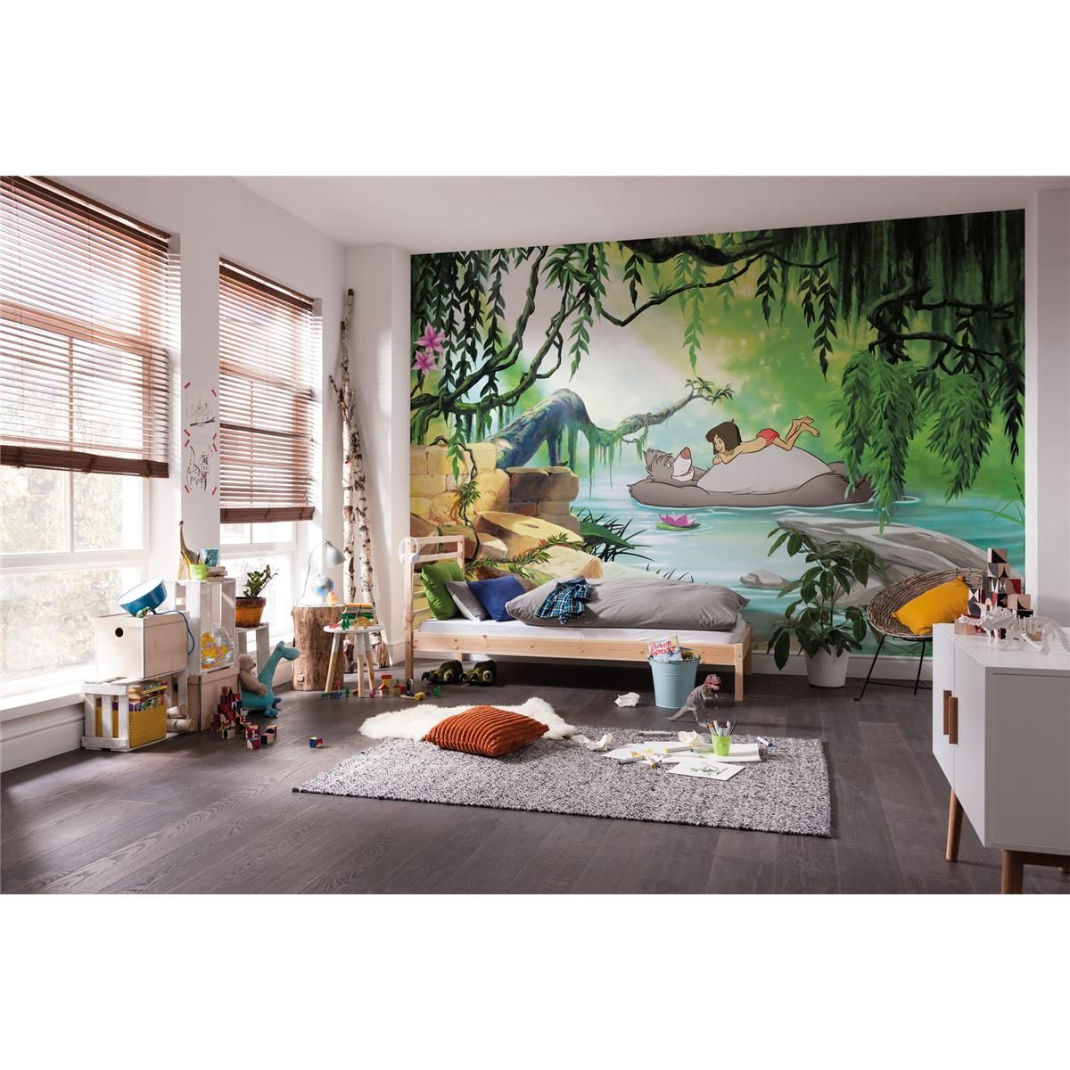Papier Fototapete - Jungle book swimming with Baloo - Größe 368 x 254 cm