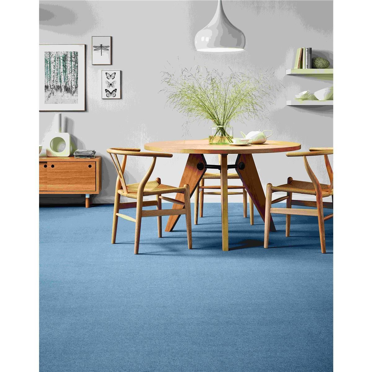 Teppichboden Vorwerk Passion 1021 BINGO Velours Blau 3R32 - Rollenbreite 400 cm