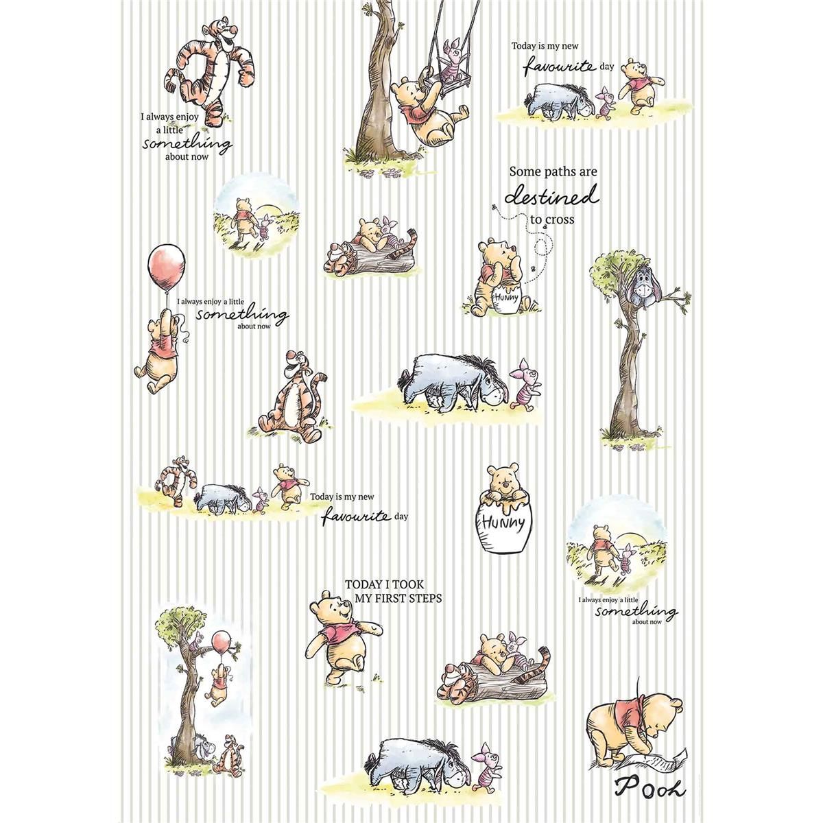 Vlies Fototapete - Winnie the Pooh Stripes - Größe 200 x 280 cm