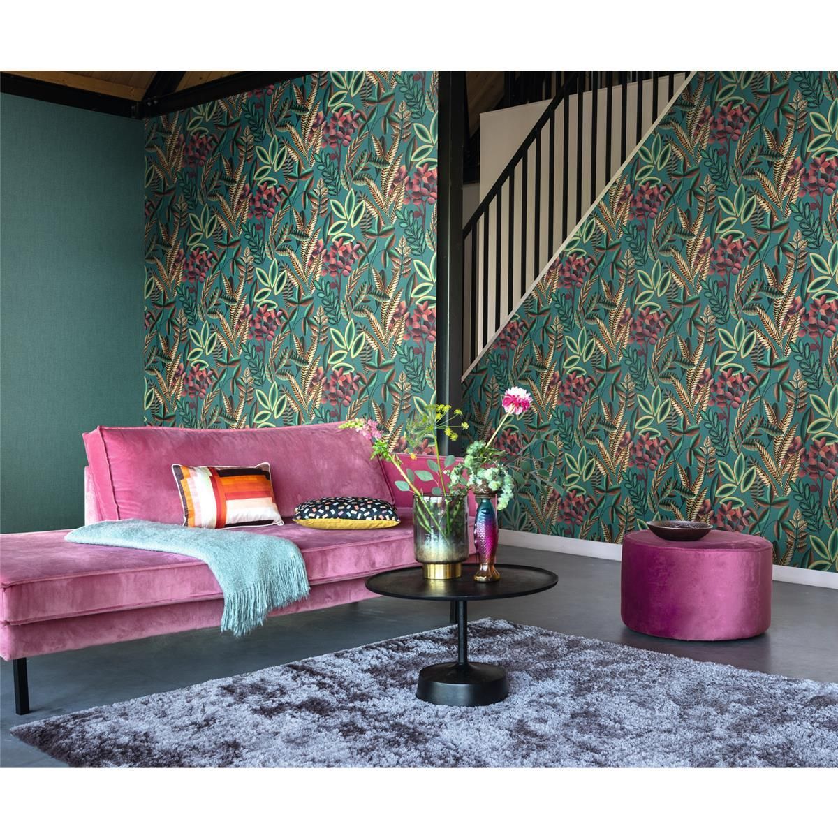 Tapete Nature Botanical Vinyltapete Smaragdgrün versetzter Ansatz 53 cm x 10,05 m