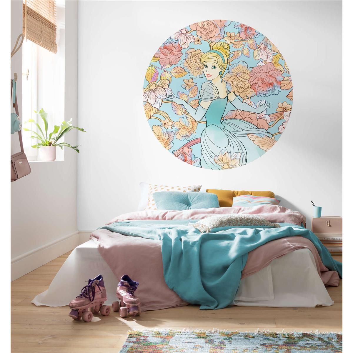 Selbstklebende Vlies Fototapete/Wandtattoo - Cinderella Pastel Dreams - Größe 125 x 125 cm