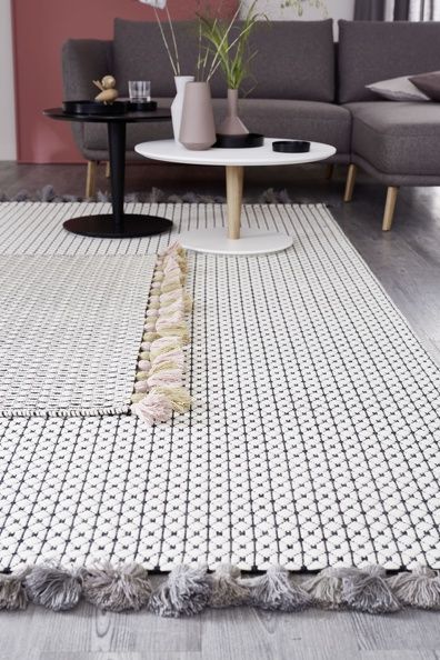 Teppich INSULA Schwarz-Weiß-Rosa - 200 cm x 300 cm