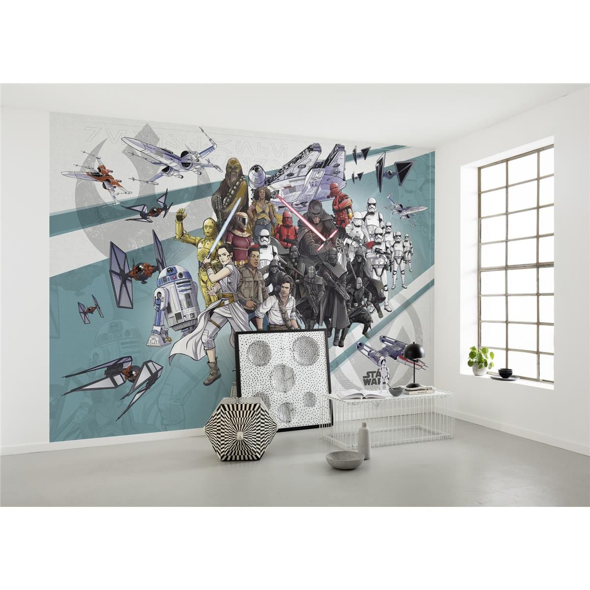 Vlies Fototapete - Star Wars Cartoon Collage Wide - Größe 400 x 280 cm