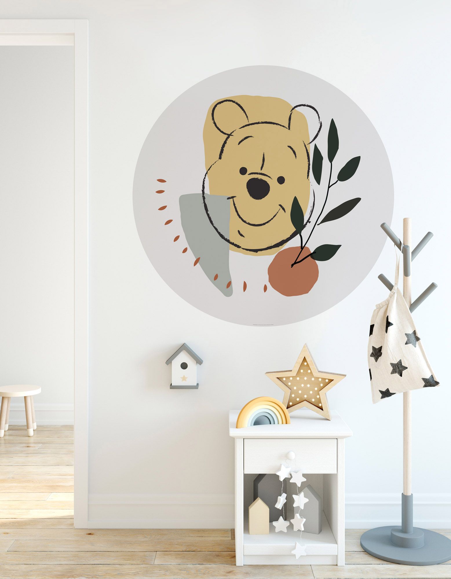 Selbstklebende Vlies Fototapete/Wandtattoo - Winnie Pooh Smile - Größe 125 x 125 cm