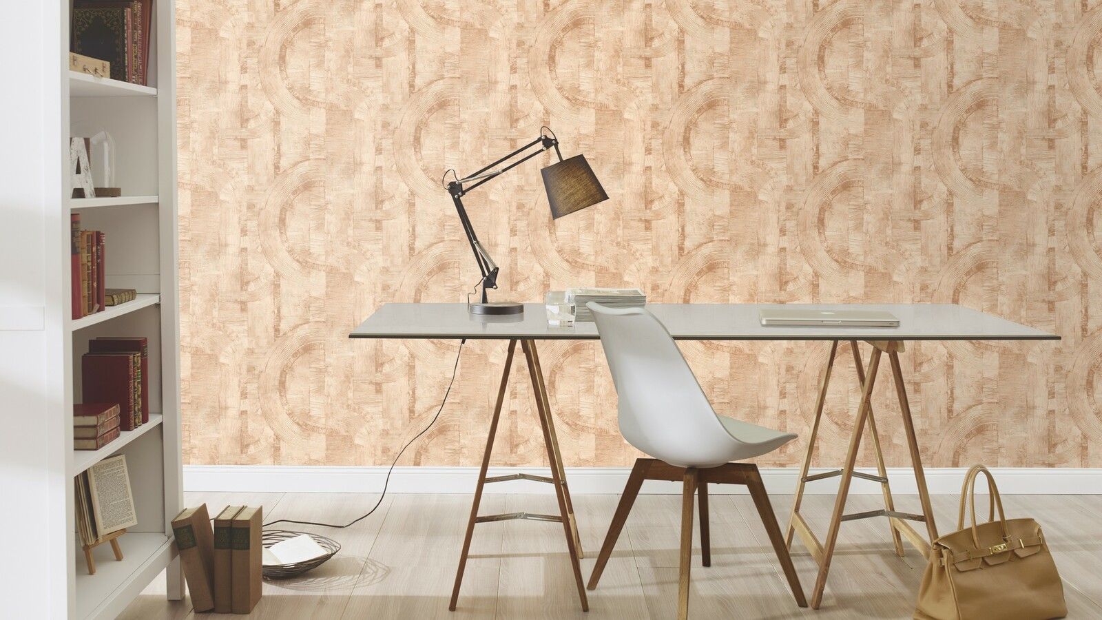 Tapete Modern graphisch Vinyltapete Creme dunkel versetzter Ansatz 53 cm x 10,05 m