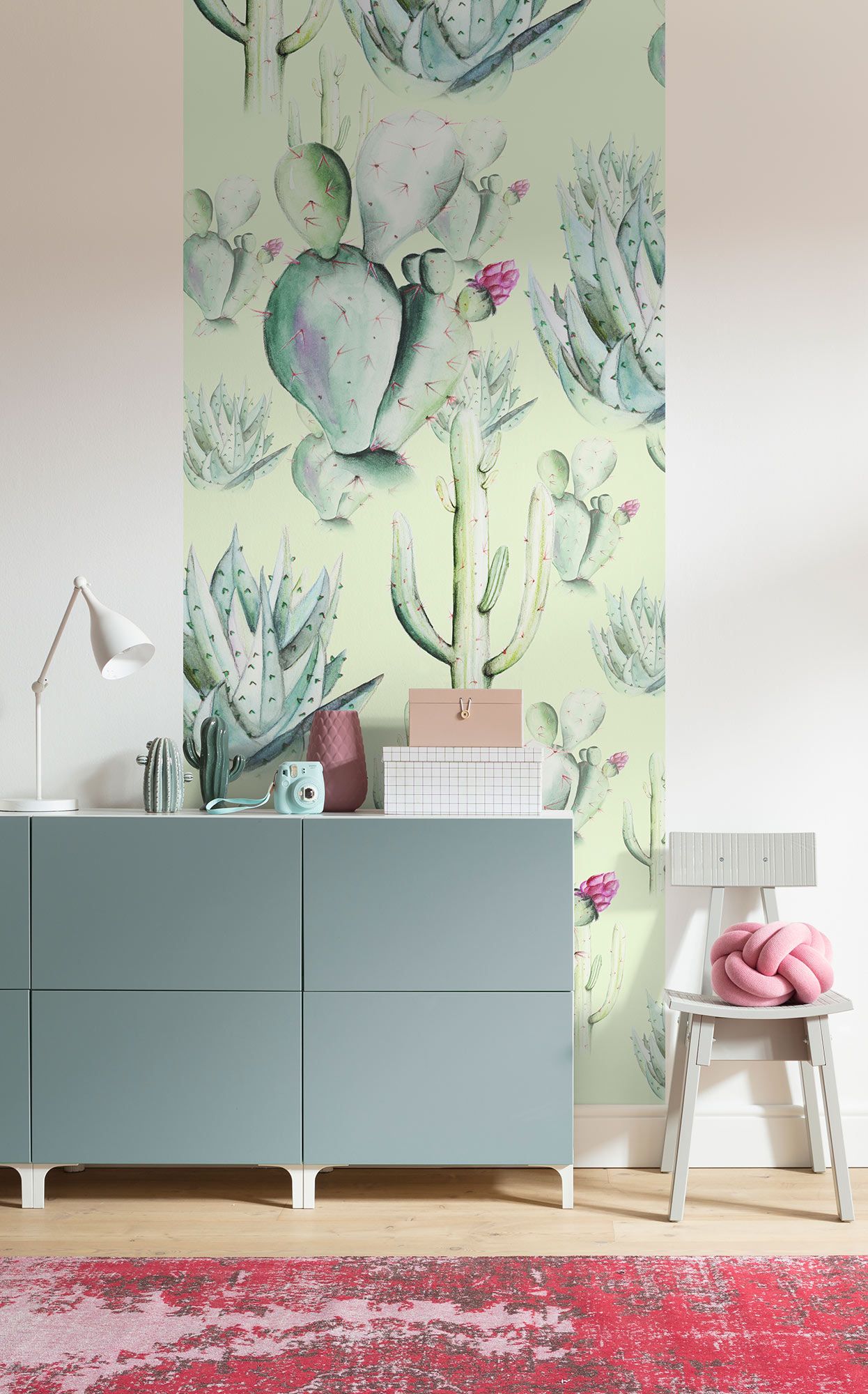 Vlies Fototapete - Cactus Green Panel - Größe 100 x 250 cm