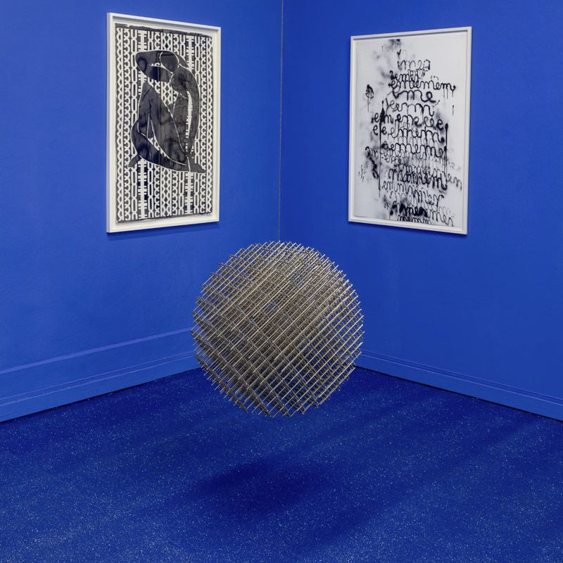 Messeboden Flacher-Nadelvlies-mit-Pailetten EXPOGLITTER Blue 0824 ohne Schutzfolie - Rollenbreite 200 cm