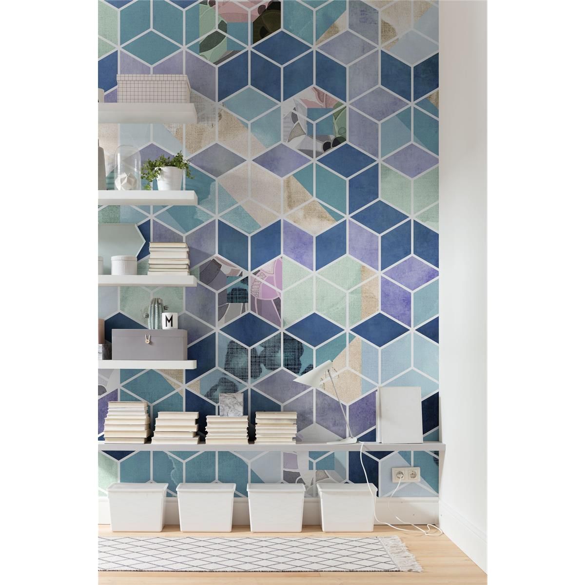 Vlies Fototapete - Geometric Blue - Größe 200 x 250 cm