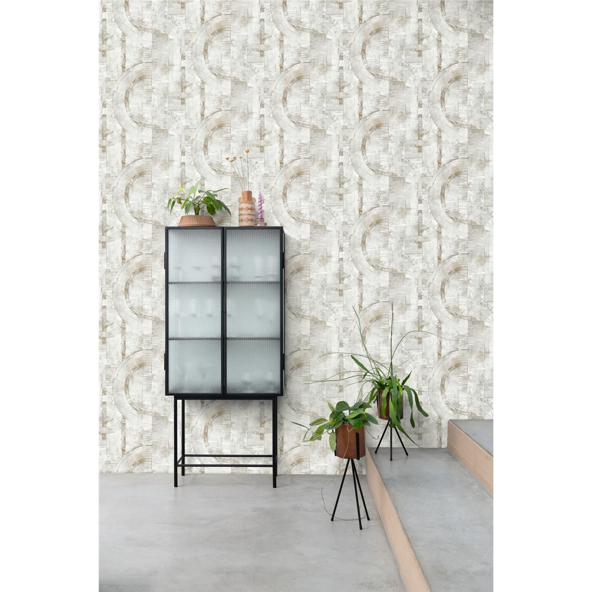 Tapete Modern graphisch Vinyltapete Offwhite versetzter Ansatz 53 cm x 10,05 m