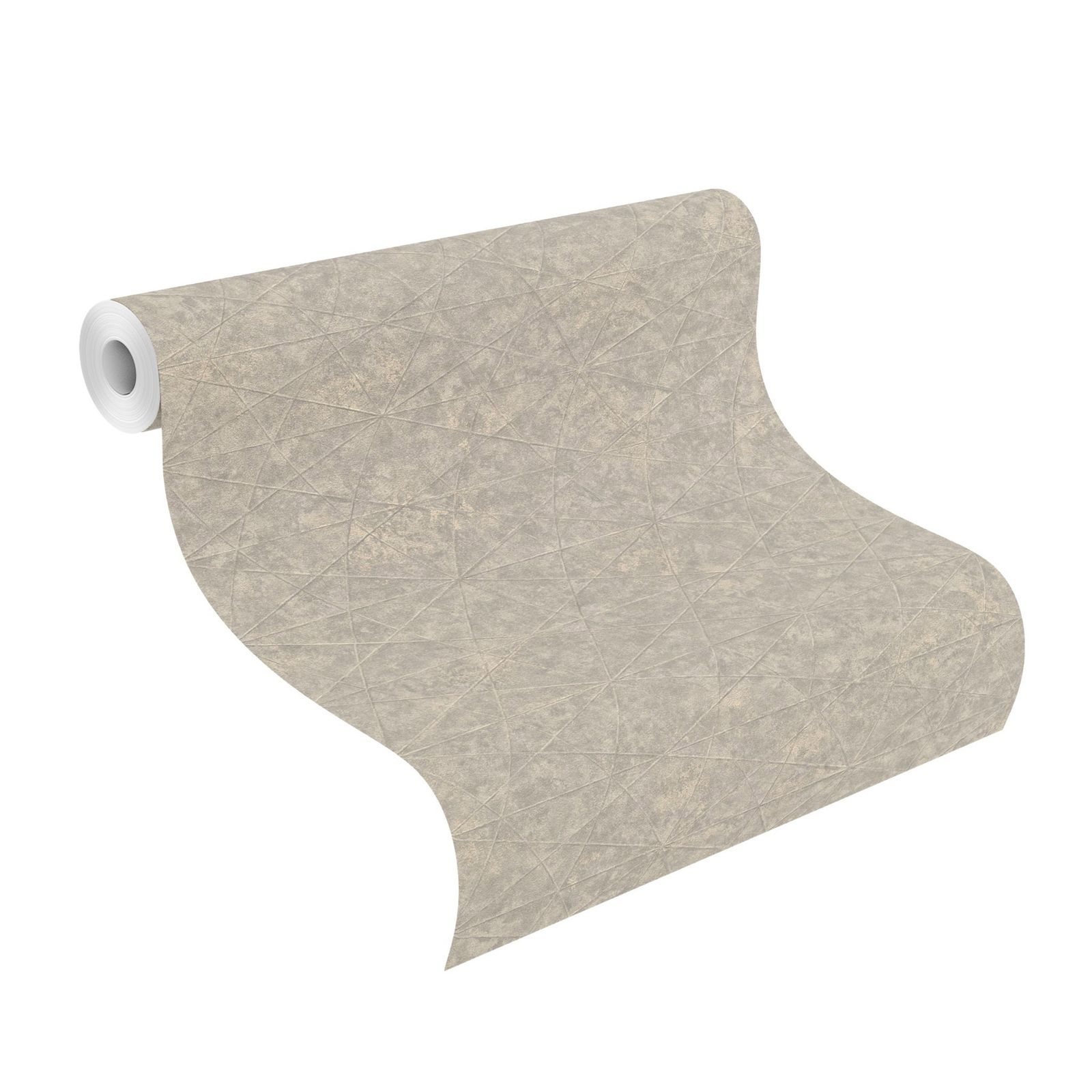 Tapete Modern graphisch Vinyltapete Greige versetzter Ansatz 53 cm x 10,05 m
