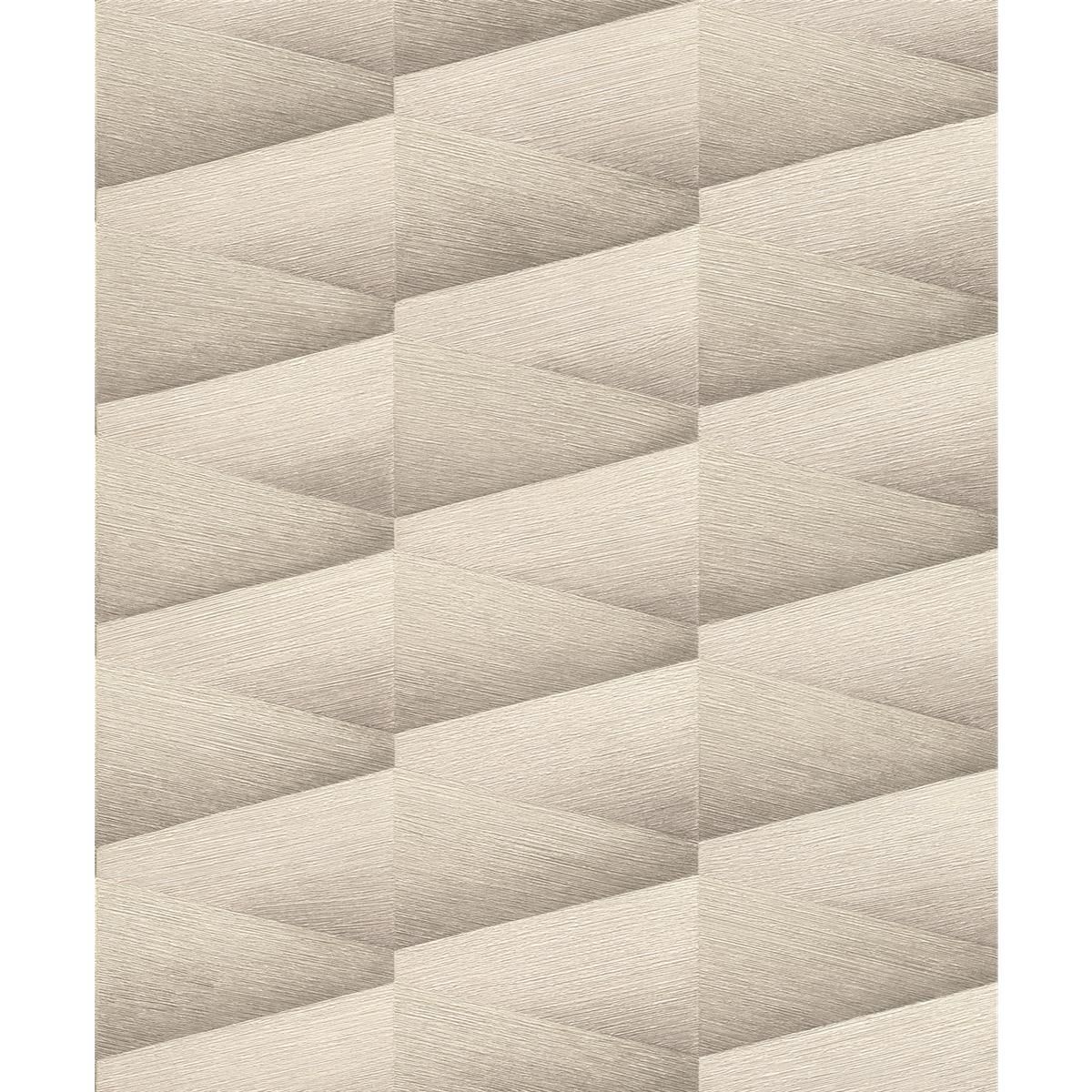Tapete Modern graphisch Vinyltapete Dunkelbeige versetzter Ansatz 53 cm x 10,05 m