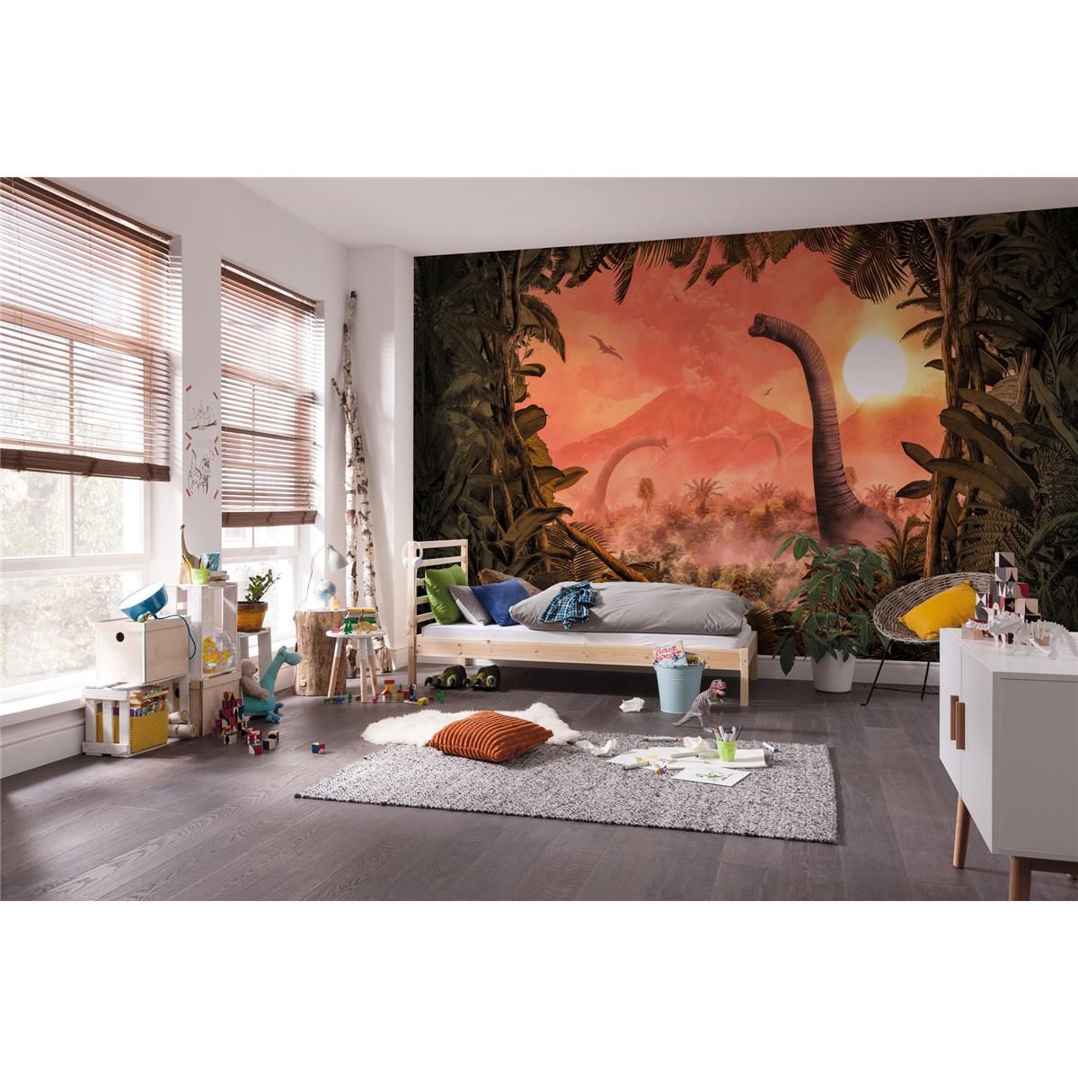 Vlies Fototapete - Brachiosaurus Panorama - Größe 500 x 280 cm